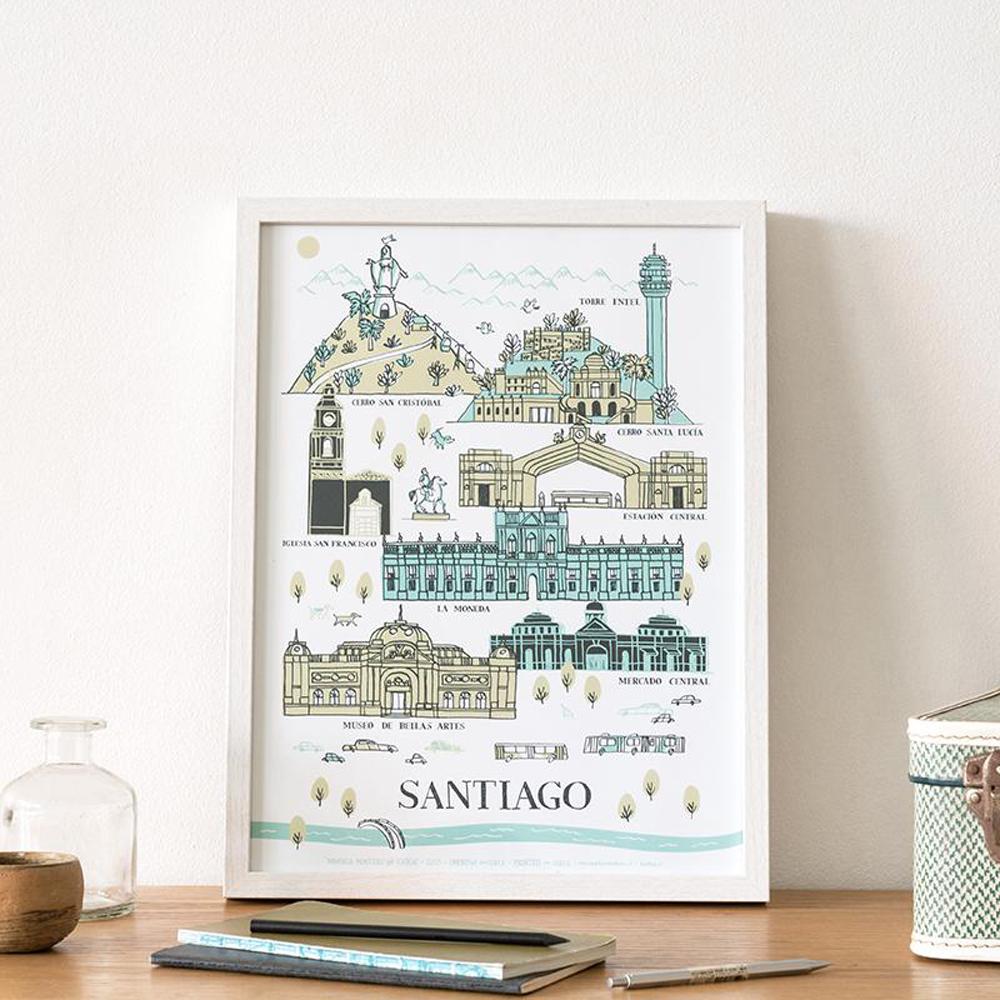 AFICHE SANTIAGO PATRIMONIAL (beige-menta)