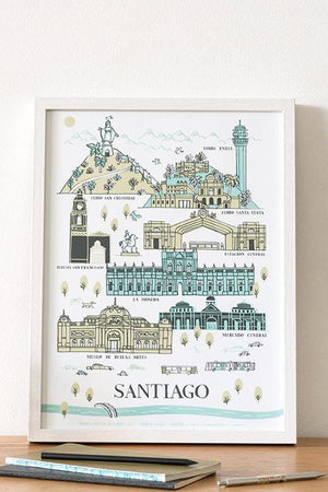 AFICHE SANTIAGO PATRIMONIAL (beige-menta)